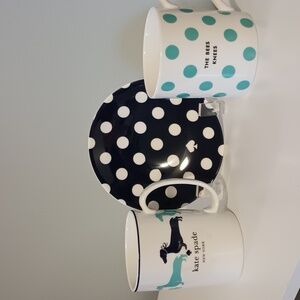 Kate Spade 2 Coffee Mugs & 1 Small Plate